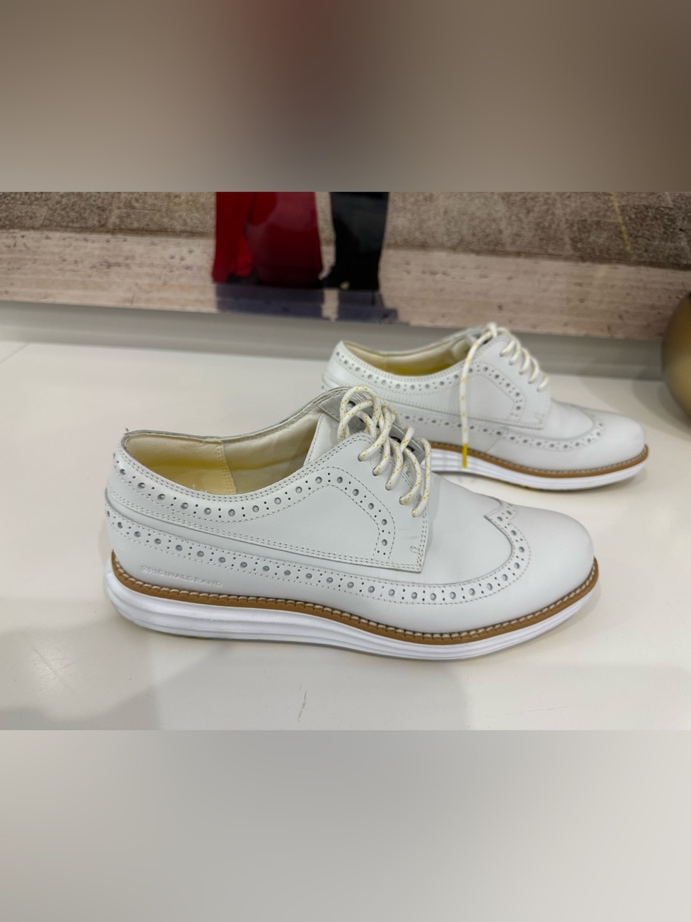 Cole Haan White Lace-Up Wingtip Brogue Sneakers